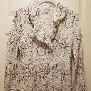 D&Y White Blouse/Jacket w/Black, Gray & Tan - S